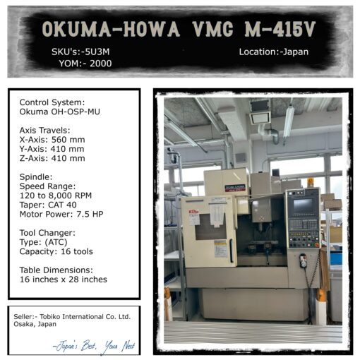 Used Okuma Howa M-415V 2000Y Machining Center | Tobiko