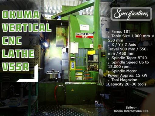 V55R OKUMA Lathe | Japan Seller | Tobiko International Co.
